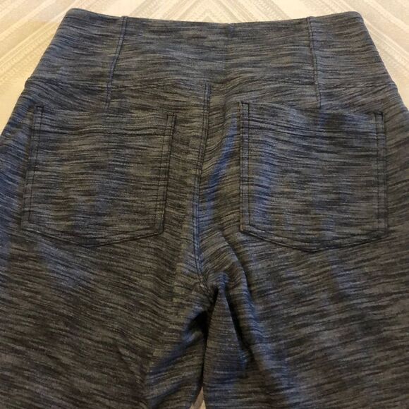 Athleta Gray & Black Striped Pocket Leggings - Picture 5 of 7